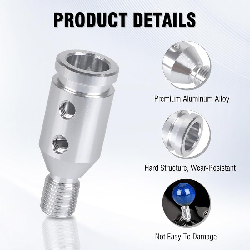 ANDO RACING Universal Gear Shift Knob Adapter 12x1.25,Aluminum Alloy Shifter Knob Adapter,Gear Shift Adapter for Non-Threaded Manual Shifters M12x1.25(Silver) - Image 2